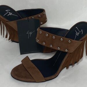 NWT GIUSEPPE ZANOTTI Taline Suede Wedge Sandal Size 38